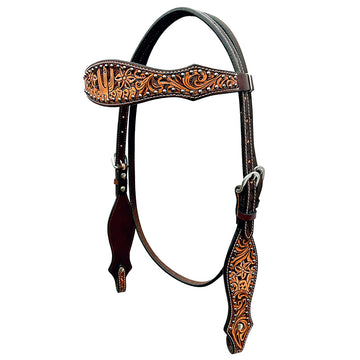 Bar H Equine Genuine Western American Leather Horse Premium Headstall & Breast Collar Set